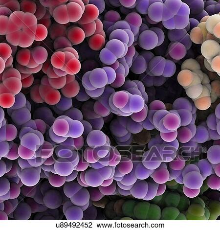 Drawing - Protein molecules, artwork. Fotosearch