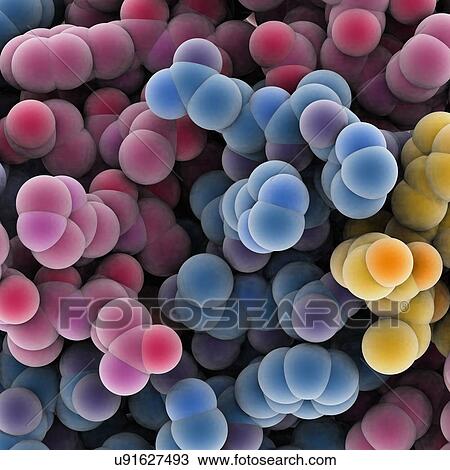 Drawing - Protein molecules, artwork. Fotosearch