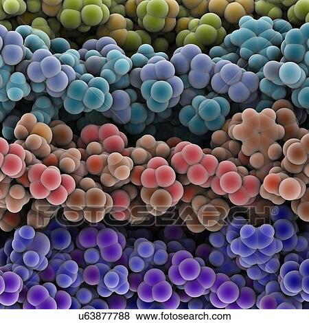 Stock Illustration - Protein molecules, artwork. Fotosearch