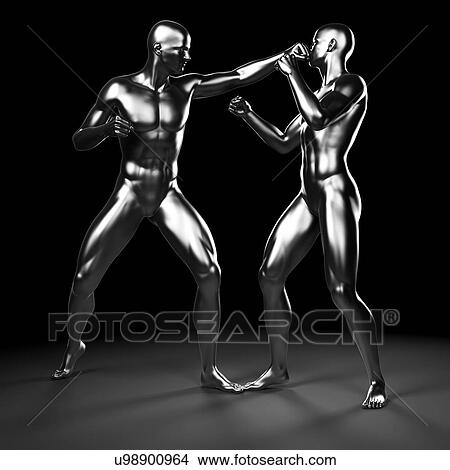 Stock Illustration - Two boxers fighting, artwork. Fotosearch