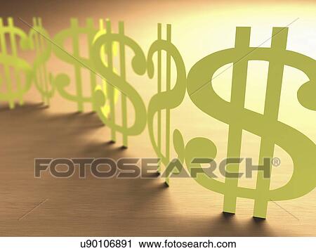 Clip Art - US dollar paper chain, artwork. Fotosearch