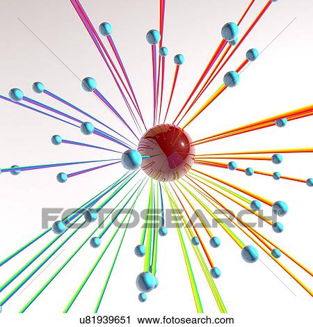 Clip Art - Abstract artwork with connected spheres. Fotosearch