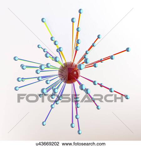 Drawing - Abstract artwork with connected spheres. Fotosearch