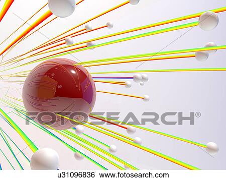 Stock Illustration - Abstract artwork with connected spheres. Fotosearch
