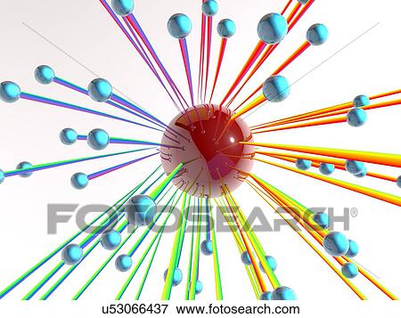 Stock Illustration - Abstract artwork with connected spheres. Fotosearch