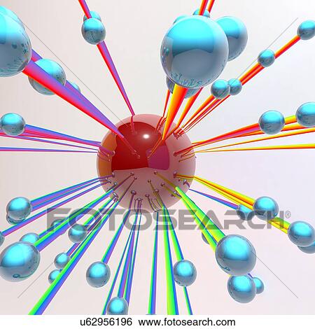 Stock Illustration - Abstract artwork with connected spheres. Fotosearch