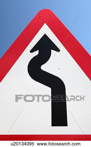 Stock Illustration - Bend in road sign. Fotosearch