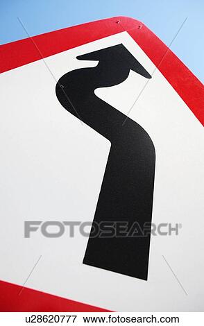Stock Illustration - Bend in road sign. Fotosearch