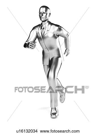 Stock Illustration - Businessman running, artwork. Fotosearch