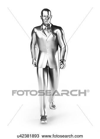 Drawing - Businessman walking, artwork. Fotosearch