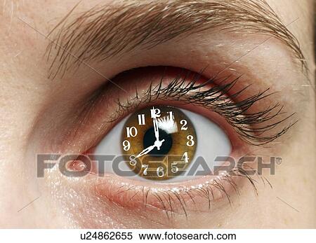 Eye with clock View Large Illustration Stock Illustration - Eye with clock. Fotosearch