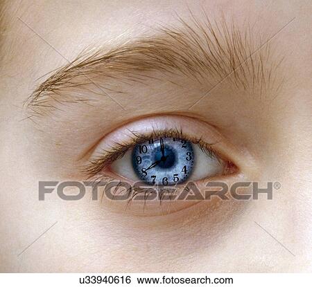 Eye with clock View Large Illustration Stock Illustration - Eye with clock. Fotosearch
