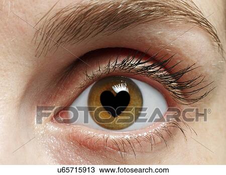 Eye with heart View Large Illustration Drawing - Eye with heart. Fotosearch