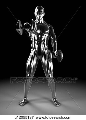 Human using hand weights, artwork View Large Illustration Stock Illustration - Human using hand weights, artwork. Fotosearch