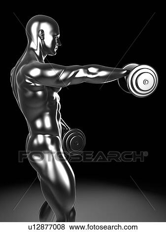 Human using hand weights, artwork View Large Illustration Stock Illustration - Human using hand weights, artwork. Fotosearch