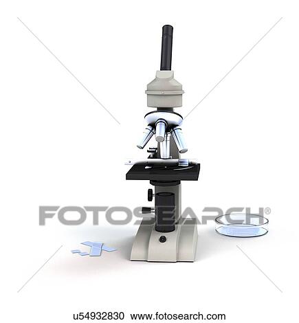 Clipart - Microscope, computer artwork.. Fotosearch