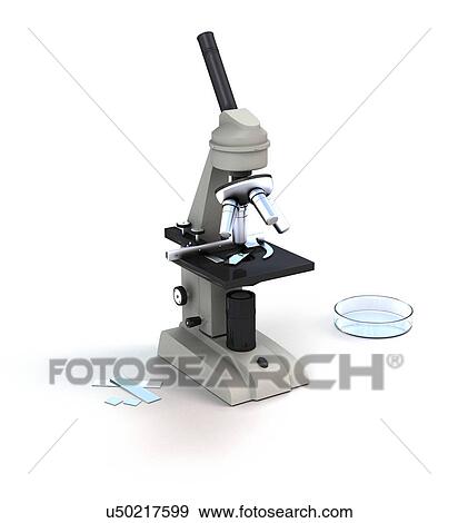 Microscope, computer artwork. View Large Illustration Stock Illustration - Microscope, computer artwork.. Fotosearch