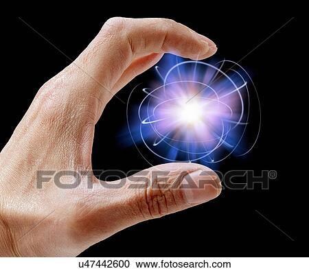 Clipart - Person holding particle. Fotosearch