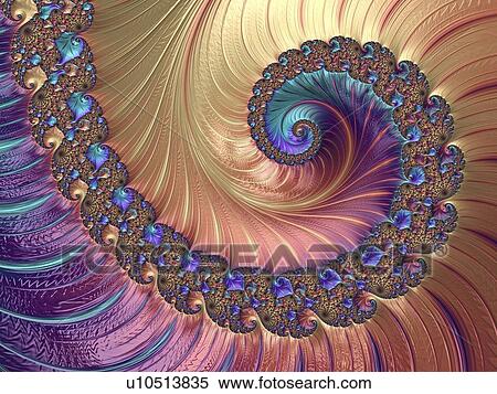Stock Illustration - Mandelbrot fractal. Computer graphic showing a fractal image derived from the Mandelbrot Set. Fractals geometry is used to derive complex shapes as often occur in nature. . Fotosearch