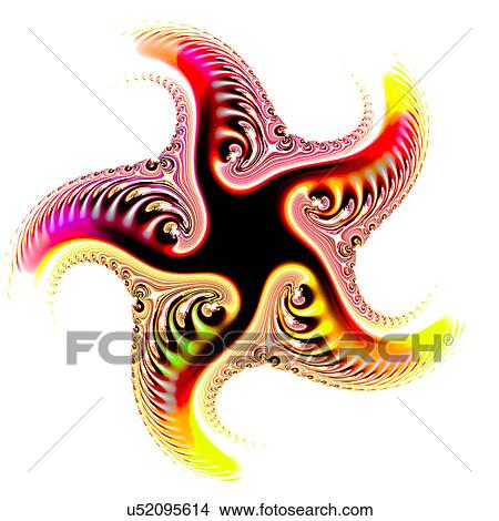 Stock Illustration - Multicoloured abstract patterns against white background, computer artwork.. Fotosearch