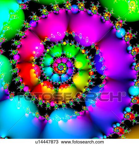 Multicoloured abstract patterns, computer artwork. View Large Illustration Drawing - Multicoloured abstract patterns, computer artwork.. Fotosearch