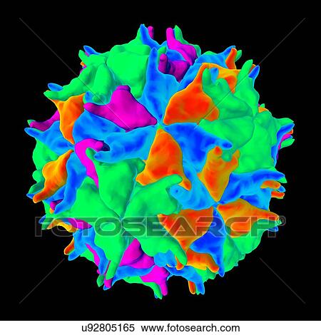 Stock Illustration - Nodamura virus, computer artwork.. Fotosearch