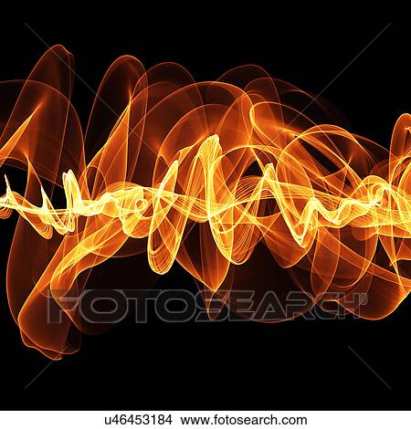 Orange abstract patterns against black background, computer artwork. View Large Illustration Stock Illustration - Orange abstract patterns against black background, computer artwork.. Fotosearch