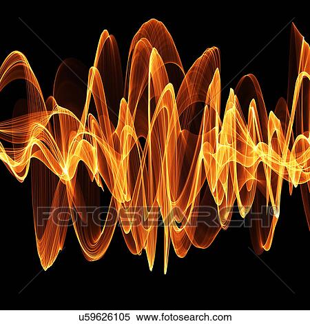 Orange abstract patterns against black background, computer artwork. View Large Illustration Stock Illustration - Orange abstract patterns against black background, computer artwork.. Fotosearch