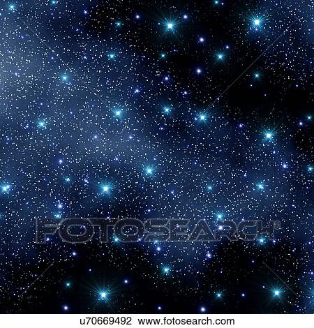Drawing - Stars against a black background, computer artwork.. Fotosearch
