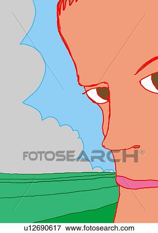 Stock Illustration - Closeup of sinister man's face. Fotosearch