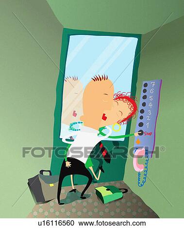 Clipart - Couple in elevator. Fotosearch