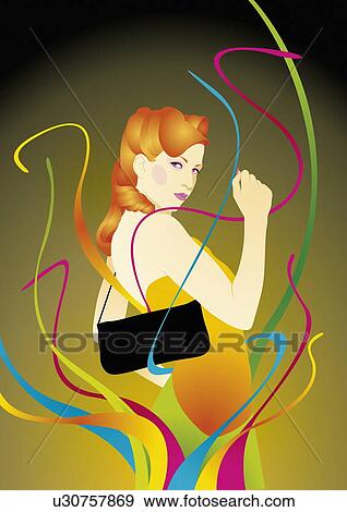 Stock Illustration - Dressed up woman with purse. Fotosearch