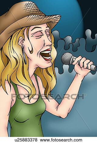 Female singer on a stage with a mic View Large Illustration Stock Illustration - Female singer on a stage with a mic. Fotosearch