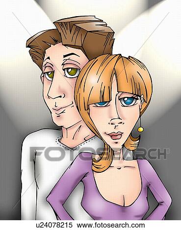 Man and woman with geometric haircuts View Large Illustration Stock Illustration - Man and woman with geometric haircuts . Fotosearch