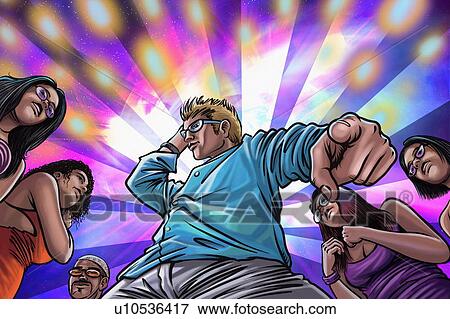 Stock Illustration - Man dancing in nightclub. Fotosearch