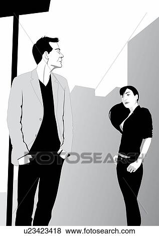 Stock Illustration - Man looking at woman. Fotosearch