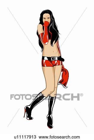 Drawing - Sexy female Santa Claus. Fotosearch