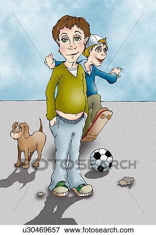 Stock Illustration - Two teenage boys hanging out. Fotosearch