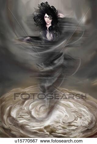 Woman materializing from a swirl of liquid View Large Illustration Stock Illustration - Woman materializing from a swirl of liquid. Fotosearch