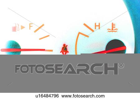 Stock Illustration - Fuel and temperature gauge. Fotosearch