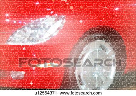 Red car headlight and rim in motion View Large Illustration Clip Art - Red car headlight and rim in motion. Fotosearch