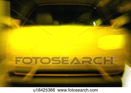 Yellow car in motion View Large Illustration Stock Illustration - Yellow car in motion. Fotosearch