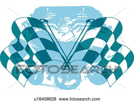 Engine and racing flags View Large Illustration Stock Illustration - Engine and racing flags. Fotosearch