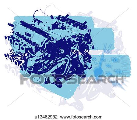 Drawing - Engine block. Fotosearch
