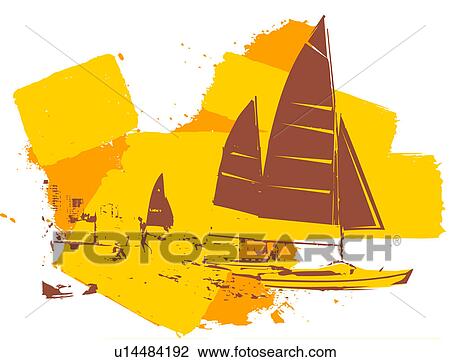Drawing - Katamarans. Fotosearch