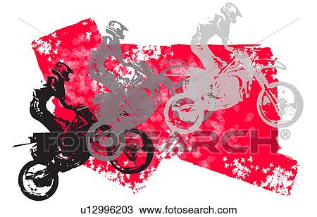 Motocross View Large Illustration Drawing - Motocross. Fotosearch