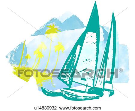 Sailing View Large Illustration Drawing - Sailing. Fotosearch