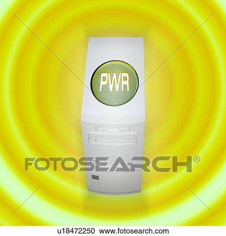 Computer with powerbutton View Large Illustration Clipart - Computer with powerbutton. Fotosearch