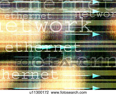 Drawing - Networks and data abstract. Fotosearch