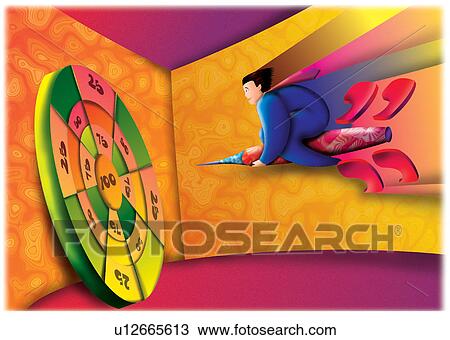 Drawing - Business man hitting the mark. Fotosearch